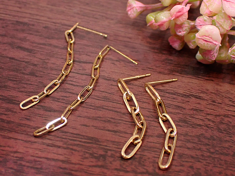 K18地金クリップチェーンピアス
